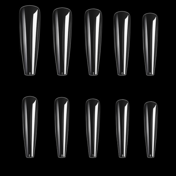 Kista Naglar Långa falska Naglar-Akryl Naglar Kista Form Ballerina Nails Tips 500× Cover Falska Nagel Konstnaglar Natural color