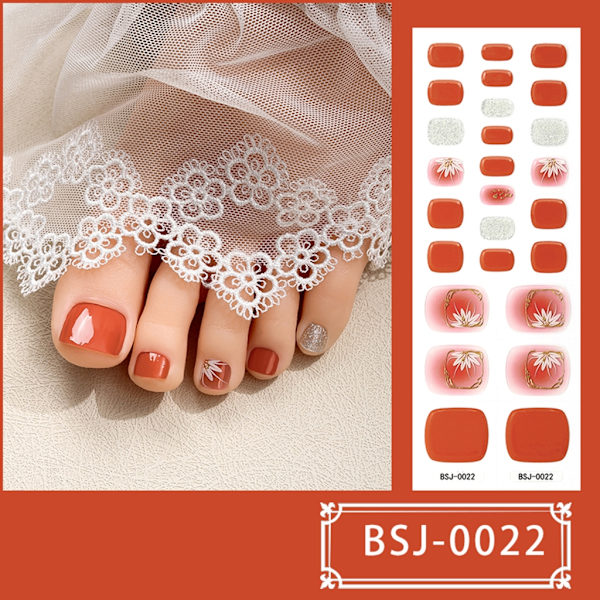 Tånagellack Dekaler Självhäftande Tånagel Full Wraps Tånagel Dekaler Strips Stick on Nails DIY Nagelkonst Dekor