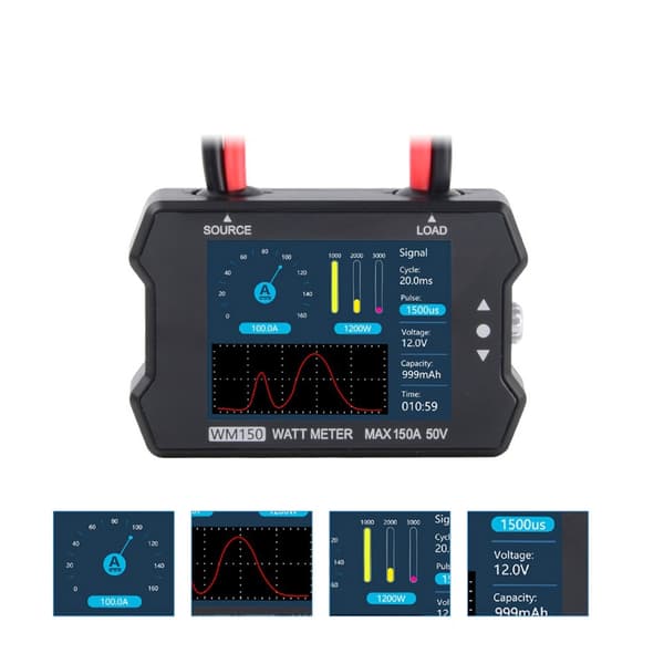 Power Testing Equipment WM150 150A 50V Watt Meter Strømtester LCD Display