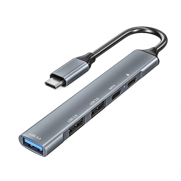 USB Hub 3.0, 5 i 1 typ C dockningsstation med 65W PD-laddning och aluminiumlegeringskropp för Windows, för Mac, Linux