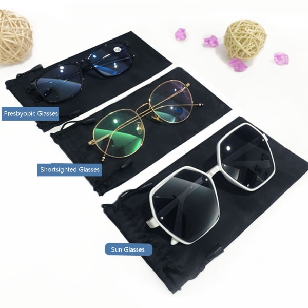 10 st Svarta mikrofibersolglasögon Glasögon & mobiltelefonprylar Tillbehör Ärmväska Fodral med dragsko