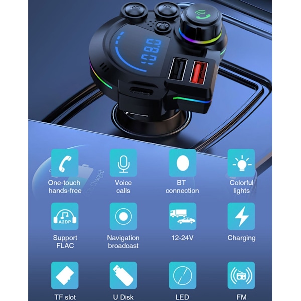 Bluetooth-yhteensopiva FM-lähetin Handsfree-autoradiomodulaattori MP3-soitin