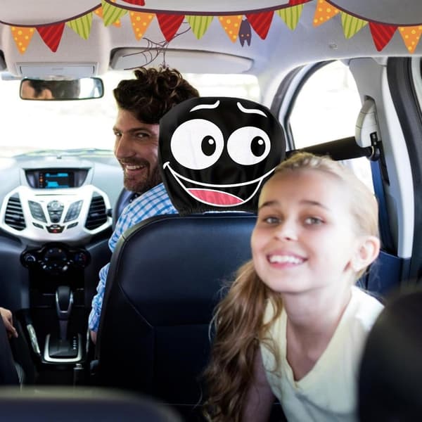 Roliga Nackstödsskydd för Bil Chockade Tecknade Ögon Design Auto Nackstödsskydd 2 packs