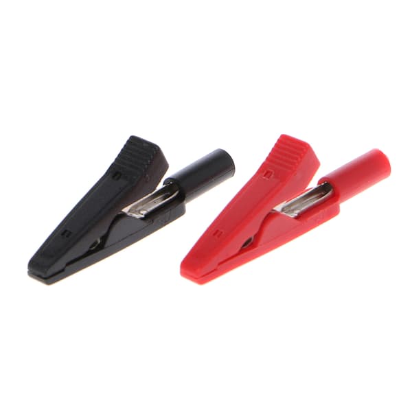 2 stk. isolerede krokodilleklemmer 2 mm banan hun adapter meter testprobe sort