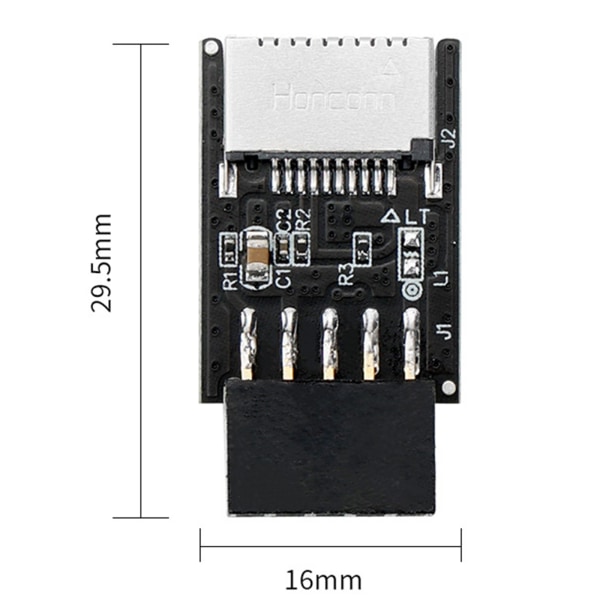 Moderkort USB 2.0 9-stifts till Type-E-nyckel-A främre kontaktomvandlare Moderkort 9-stifts typ E-adapter
