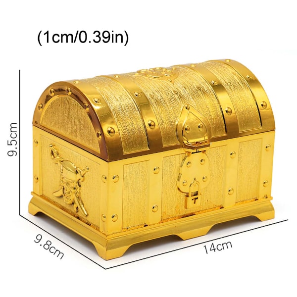 Pirate Treasure Chest Box Gem Smycken Trinket Minnesak Mynt Kontantförvaring för Cas