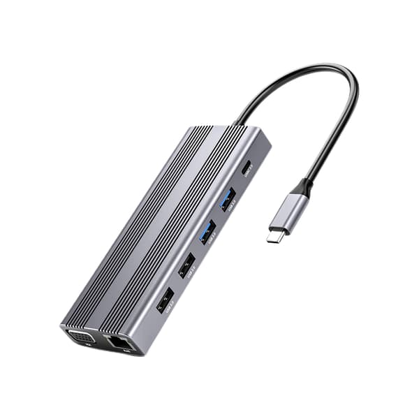 USB C Hub 3.0 12 i 1 100W PD Dock Splitter med Kortlæser og Uafhængig Lydport til Windows, til Mac, Linux