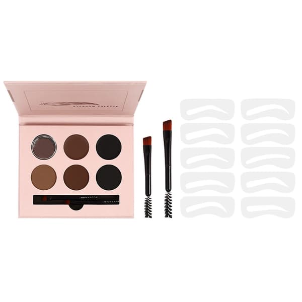 Øjenbrynsskabelonsæt Bryn Puder Makeup Sæt Bryn Kontur Puder Sæt til Kvinder