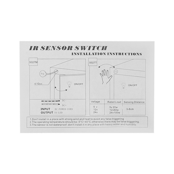 Short Distance Scan Sensor Sweep Hand Sensor Switch Modul 12V-24V Infraröd Hand Wave Sensor Switch för Auto Smart Home