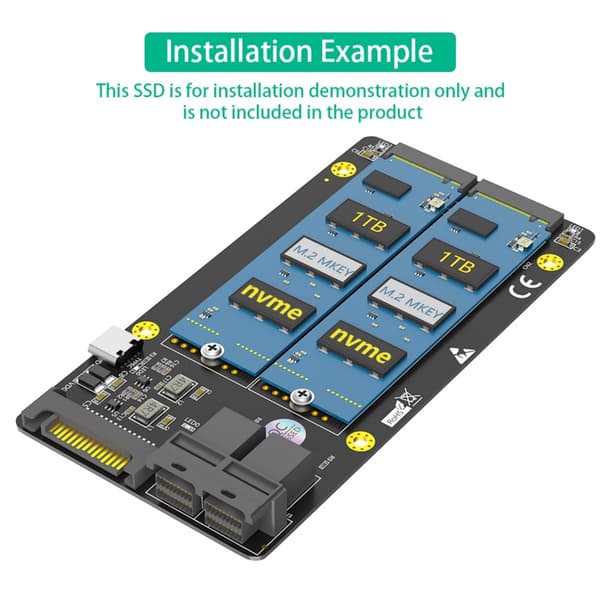 M.2-PCIe SSD -sovitin M.2 NVME SSD -sovitin Kaksi M.2 NVME-SFF-8643-sovitinta