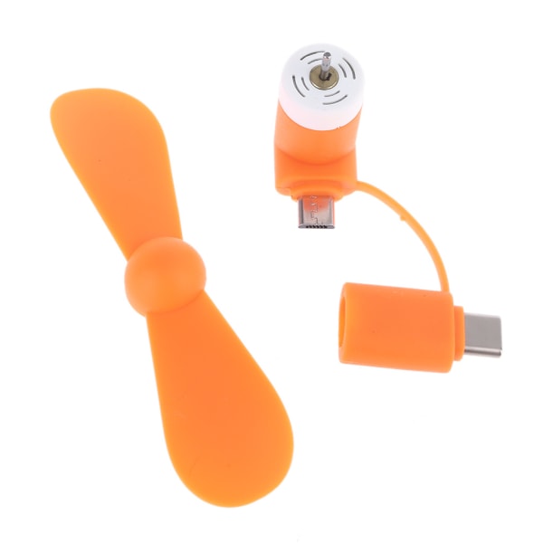 Universal Mobiltelefon Typ C Micro USB OTG Mini Fläkt Kylare Mute Fläkt för Mobiltelefon Tablet Typ C Powerbank Laddare Orange