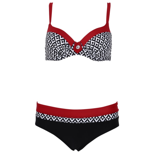 Kvinnor Push Up BH Låg midja stringtrosor Print Bikini Set Två delar Baddräkt Red XL
