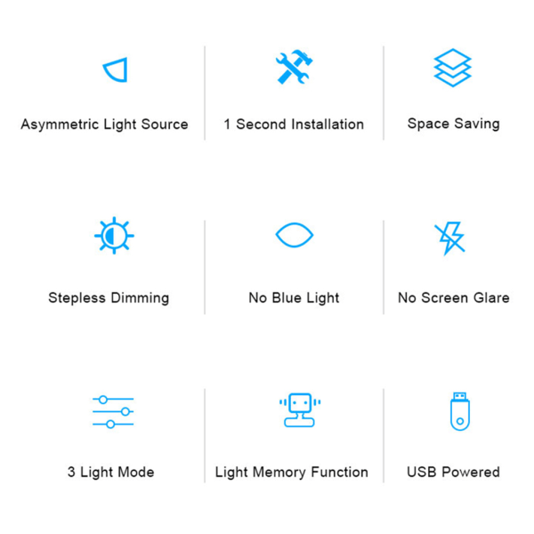 Screenbar Light Bordslampa Dator Laptop USB LED Light Bordslampa Läsning Justerbar LCD-skärm Skärm Light Bar Black