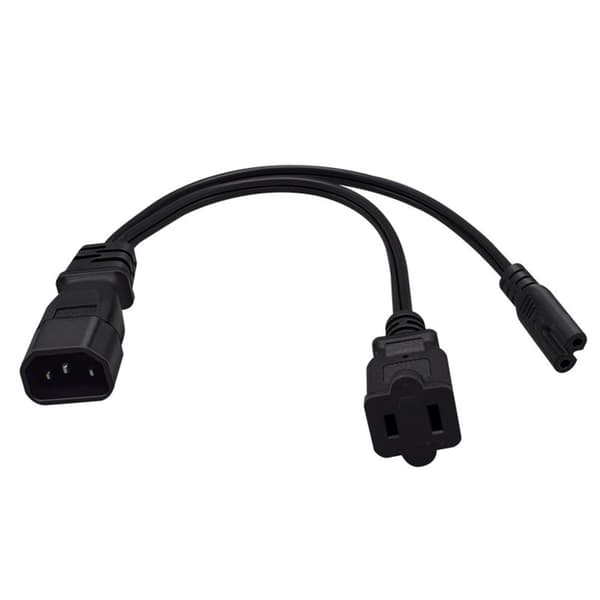 IEC320 C14 til C7 og NEMA 1-15R strømsplitterkabel 0,3 meter kobber til PC UPS
