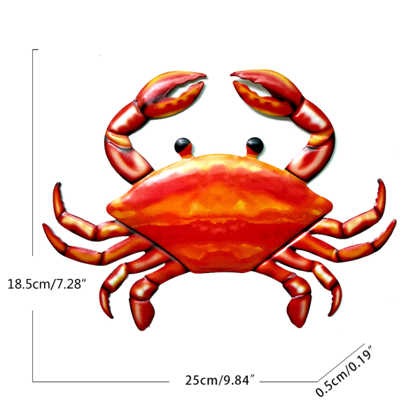 Metallkrabba väggdekor Nautisk hängande konst dekorativ skulptur för hemmapool Big red