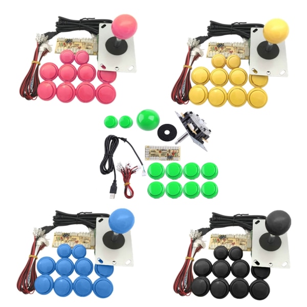 Zero Delay USB Encoder Spel Svarta kontrollknappar LED-upplysta tryckknappar för Arcade Joystick DIY Kits Delar Black