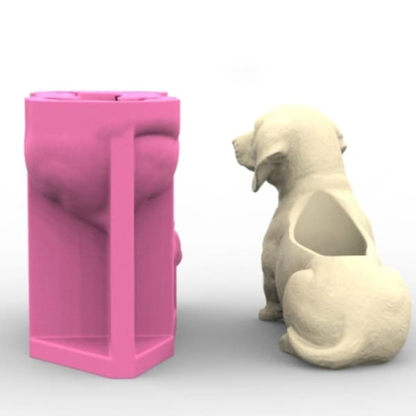 Multifunktionel silikoneform hundeform til plantepotter til epoxyharpiksvase