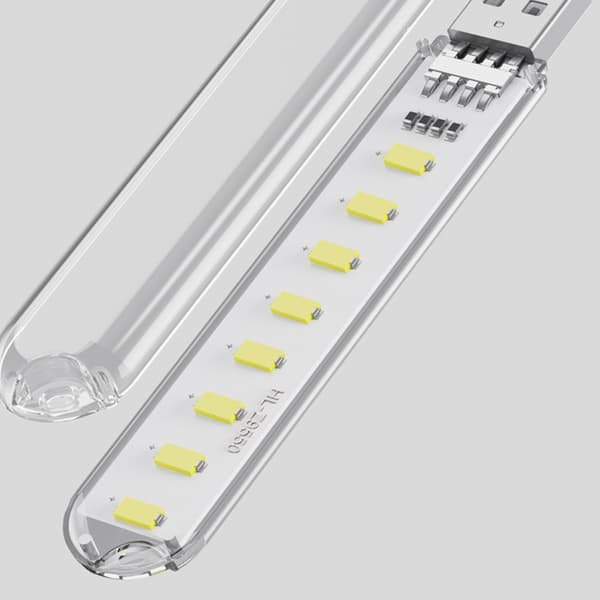 Klar PC Skrivebordslampe med 8 Lyse LED'er USB 5V Input til Natbrug