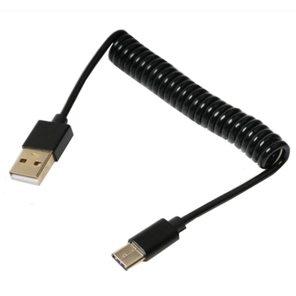 USB 3.1 Typ-C hane till USB 2.0 hane spiraler spiraladapter Kabel fjäder Teleskopisk förlängningstråd för datasynkladdare 300CM