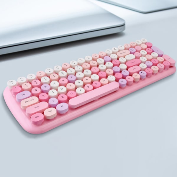 2.4G trådlöst Bluetooth-kompatibelt tangentbord Sweet Color Prismatic 83-Keys Silent Multimedia Keyboard för PC Laptop Green mix Bluetooth keyboard