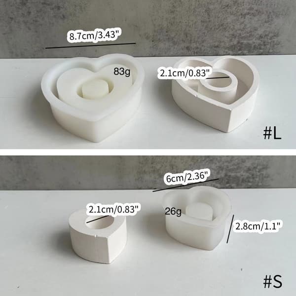 3D Kjærlighetshjerte Aromaterapi Lysestake Silikonform DIY Lysestake Håndverk L
