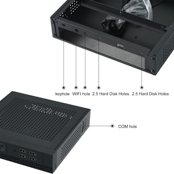 TX07 Mini ITX PC-fodral Tower HTPC Litet Chassi Speldatorfodral Server