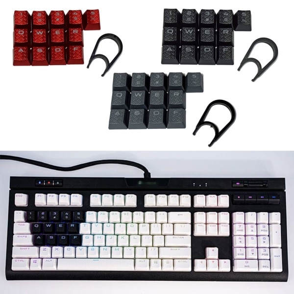 DIY Custom Keyboard Keycaps 13st ABS Bakgrundsbelyst Keycap med textur Cover Lämplig för Gaming Mekaniskt Tangentbord Gray