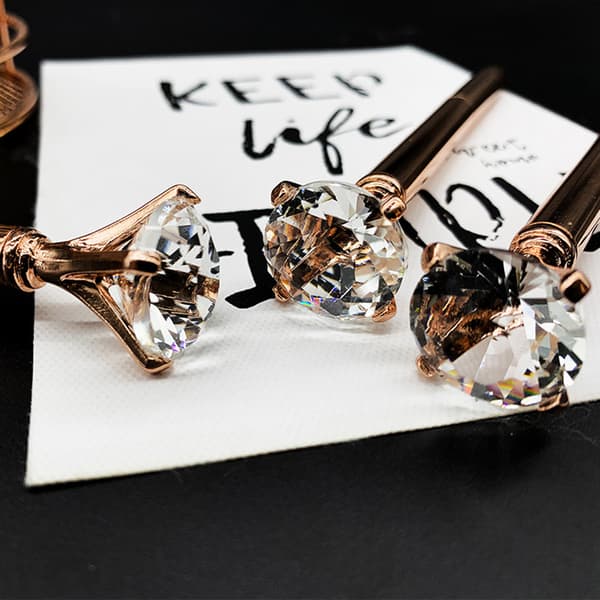 Luksus Krystal Diamant Kuglepen Drejeaktion Gradient Farve Kuglepen