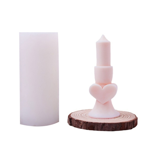 3D Kærlighedshjerte Cylinder Lysform Resin Former til Lysfremstilling Silikone Klar Tekstur Cylinder Lys Silikone Former