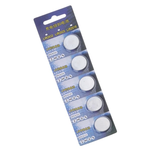 5 stk. LIR2032 Batterier Oppladbare Knappcellebatterier For Klokker Og Gadgets