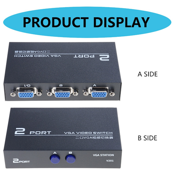 Utility Video Switch Adapter Converter Box 2 Porter for Datamaskin for HD-spiller