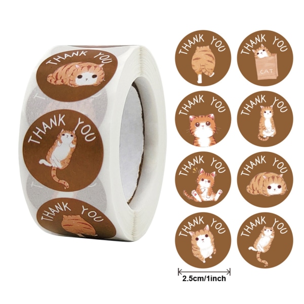 500 st/rulle för Creative for Cat-dekal Tack Förseglingsdekaletikett 1,0'' dekorativ klistermärke Anpassa förpackningen