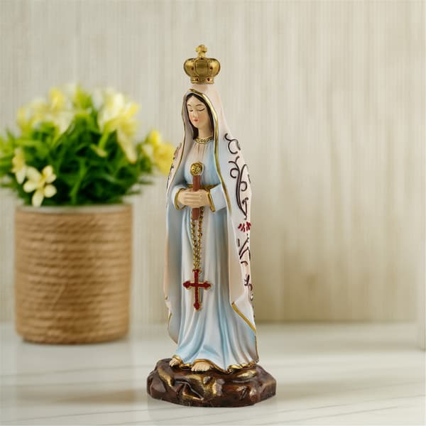 Resin Fatima Jomfru Skulptur Håndmalet Statue Til Langtidsvisning
