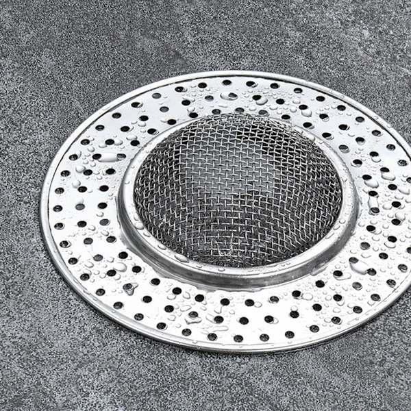 Handfat av rostfritt stål Avloppssil Hårfångare Mesh för badrumskök Enkel att installera Universal 90mm