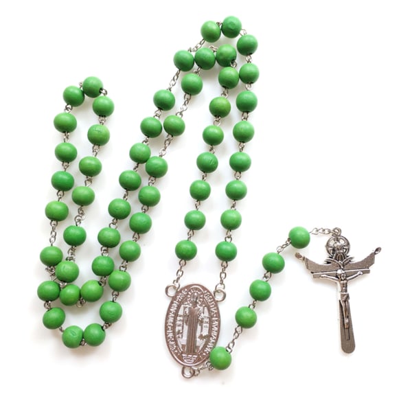 Grön religion för kors Rosenkrans Halsband Hängande hänge för kvinnor Män Ber Meditation Presentmaterial