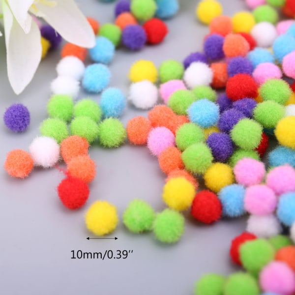 1000 st mjuk rund fluffig hantverk PomPoms Ball blandad färg Pom Poms 10mm DIY Craft