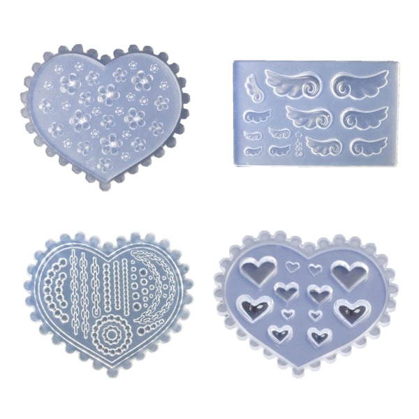 4 st Blomhjärta molds Nail Art Carving Form Lämplig för Nail Art Dekoration Tillbehör Nail Mall Tool