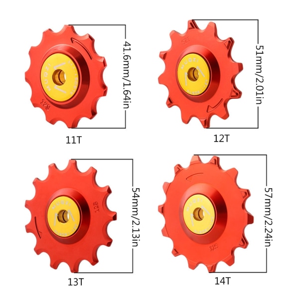 11/12/13/14T Bike Jockey Wheel Bakre växelremskiva MTB Cykel Keramisk Styrremskiva Tätat lager Jockey Wheel 14T gold