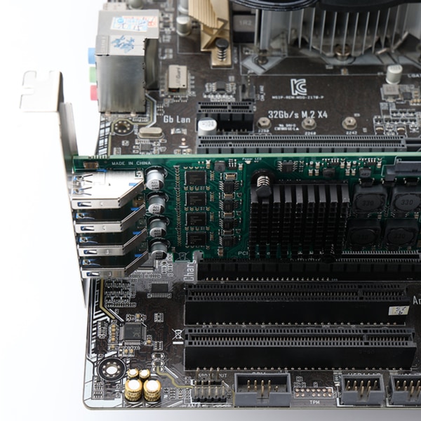 PCI-E till 8 portar USB 3.0 expansionskort 4-kanals PCI för Express Desktop Controller Adapterkort 19-stiftskontakt, 12Gb/s