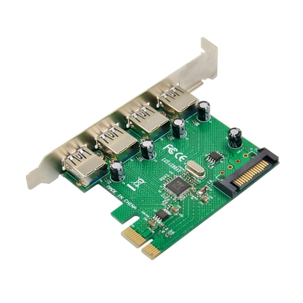 PCI E VL805 Fyrports USB 3.0 Super High-Speed Thermal Control Expansion Card USB HUB, 15PIN power för PC Miner