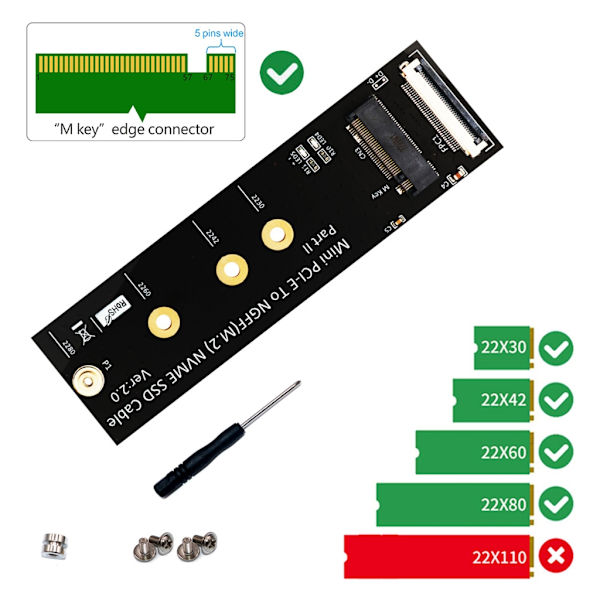 Mini PCIe Slot Expansionskort som Stöder M.2 NVME NVMe Solid Disk Installation