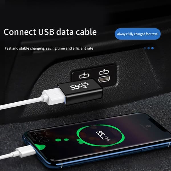 USB C - USB-sovitin 90 asteen kulmalla, pikalataus, plug and play
