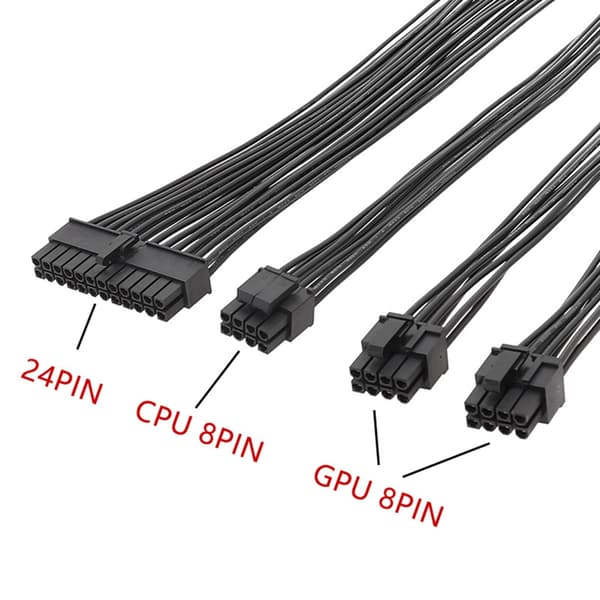 Förlängningskabelkit för moderkortets strömförsörjning 24Pin GPU 8Pin PCIE 6+2Pin CPU 8P