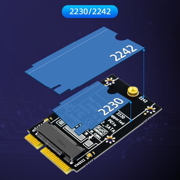 MSATA - M.2 SATA -sovitinlaajennuskortti, tukee SSD 2230 2242 6 Gbps nopea