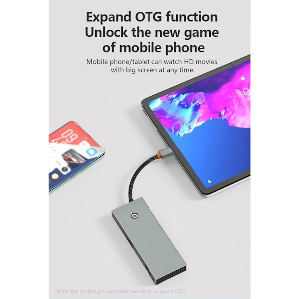 USB C Hub 6 i 1 Adapter Dockstation Stöd 4KHDMI2.0 2xUSB 3.0 PD100W Laddning Rj45 Ethernet-kontakt null - HC606A