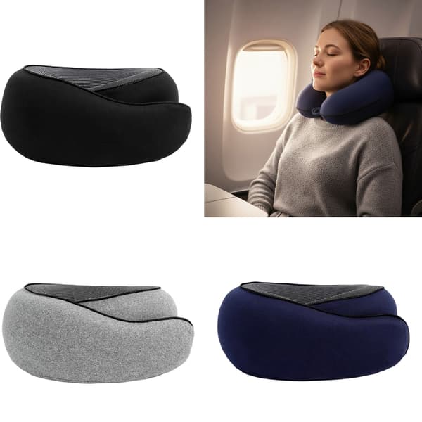 Justerbar Cervical Stödkudde Memory Foam Kärna För Sömn På Flygplan Black