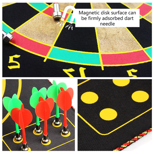 Magnetisk darttavla för barn, dartbrädespel med magnetisk dart, dubbelsidigt säkert dartspel roll-up darttavla set 17 plate 6 darts