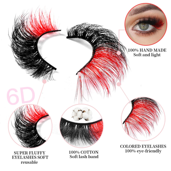 Färgade ögonfransar Fluffiga ögonfransar med färgglada D-Curl Strip-fransar ser ut som förlängningar 8DWispy lösögonfransar 4