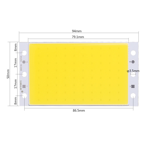 94x50mm COB Panel Light DC12-24V LED Strip Shape Lamp 15W Hög ljusstyrka LED Li White