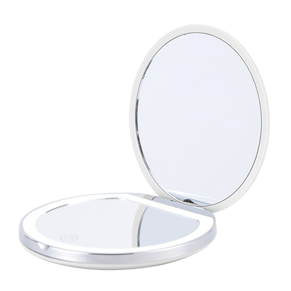 Genopladeligt to-sidet foldbart makeupspejl med LED-lys kosmetisk spejl